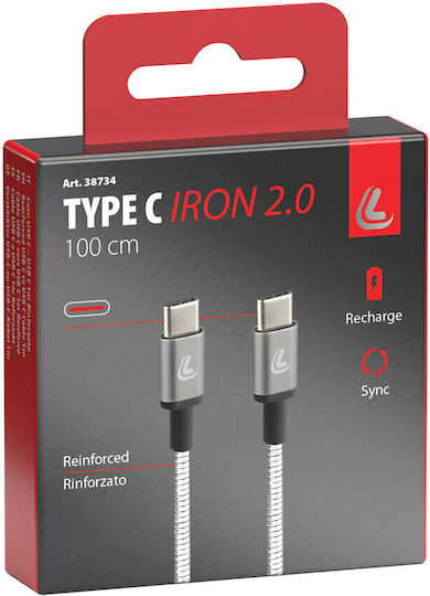 Lampa Iron 2.0 USB 2.0 Cable USB-C male - USB-C 60W Ασημί 1m L3873.4