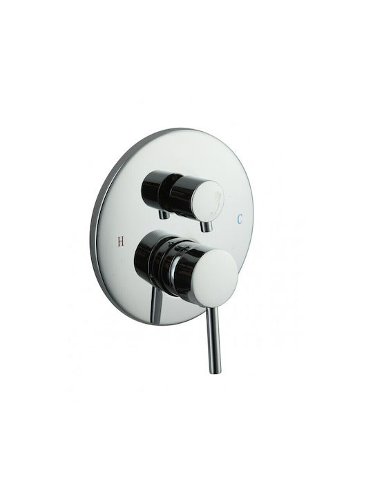 Inter Ceramic Μίκτης Μπαταρίας Εντοιχισμού για Ντουζιέρα Ασημί