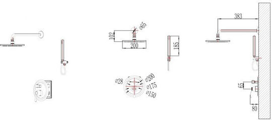 Inter Ceramic Built-in Faucet Mixer for Shower Silver