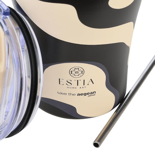 Estia Coffee Mug Save The Aegean Ανακυκλώσιμο Ποτήρι Θερμός Ανοξείδωτο BPA Free 350ml Bold Drift με Καλαμάκι