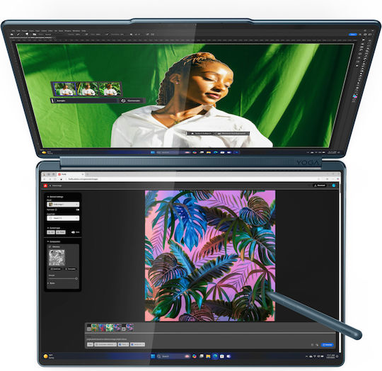 Lenovo Yoga Book 9 14IAH10 14" OLED 120Hz (Ultra 7-255H/32GB/1TB SSD/W11 Pro) Калъф Lenovo YOGA 14 инча Tidal Teal (US Клавиатура)