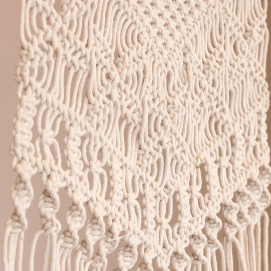 Macrame Hängendes Wanddekoration Beige aus Stoff 75x35cm 2Stücke