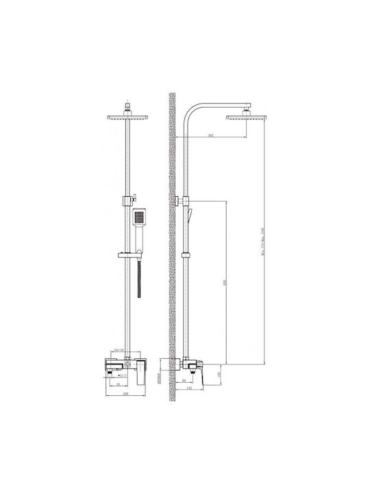 Inter Ceramic Duschsäule ohne Armatur Gray