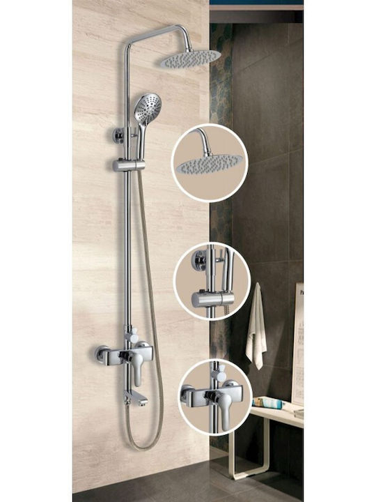 Inter Ceramic Duschsäule ohne Armatur Silber