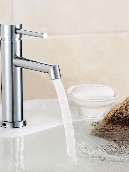 Inter Ceramic Αναμεικτική Μπαταρία Νιπτήρα Ασημί