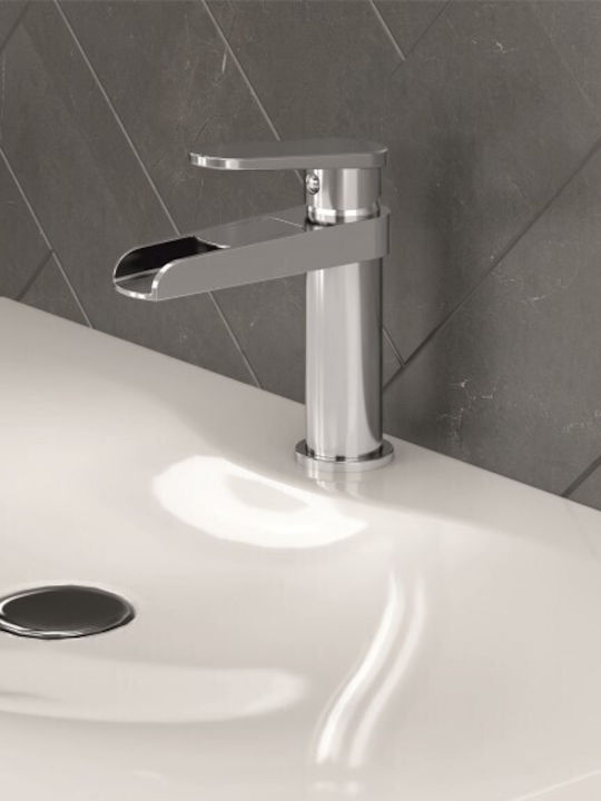 Inter Ceramic Αναμεικτική Μπαταρία Νιπτήρα Καταρράκτης Ασημί