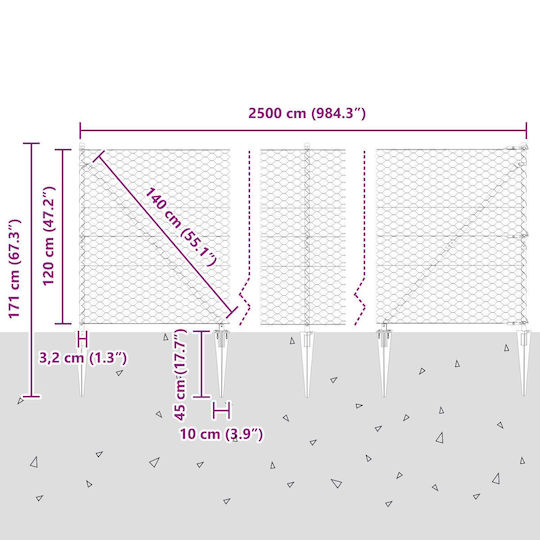vidaXL Garden Fencing Material 1pcs Gray