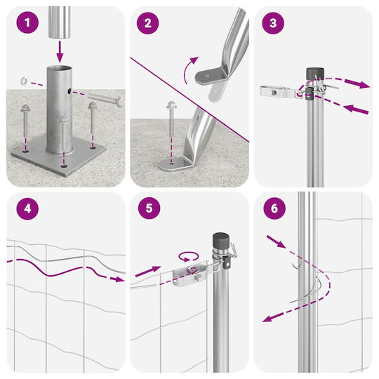 vidaXL Beine Post-Unterstützung für Gartenzaun aus Metall 150cm 1Stück Gray