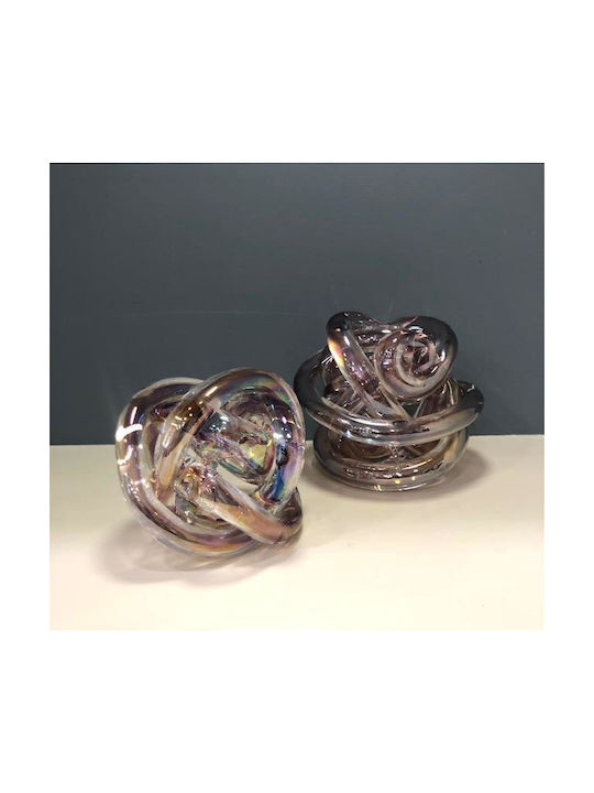 Tabletop Handmade Decorative Murano Blown Glass Knot Pink Gold Iridescent Cqb33102s 9x9x9cm