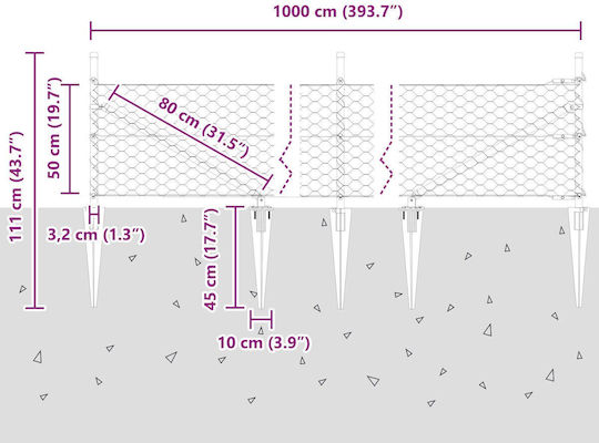 vidaXL Plasă de sârmă Galvanizat Module Gri 0.5x10m