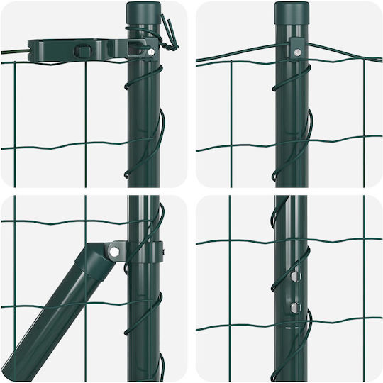 vidaXL Verzinkter Drahtzaun Set Grün 25m