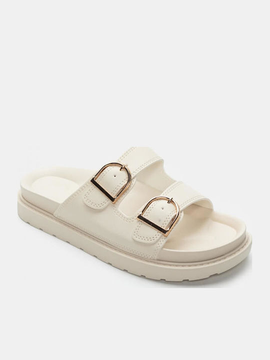Women's Flat Sandals Flatforms in Beige Color
