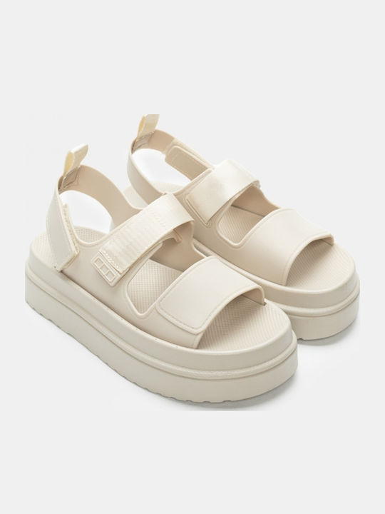 Sandale Casual Damă Flatforme Bej