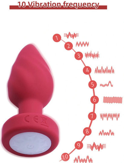 Passion Labs Plug Anal Cu Funcție Fără Fir Și Vibrație Roșu 2.5cm