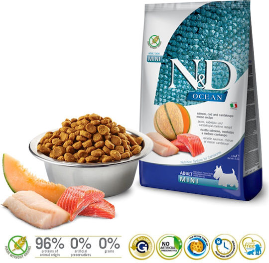 Farmina N&D Ocean Adult Mini 2.5kg Dry Food Grain-Free & Gluten-Free for Adult Small Breed Dogs with Pumpkin and Fish