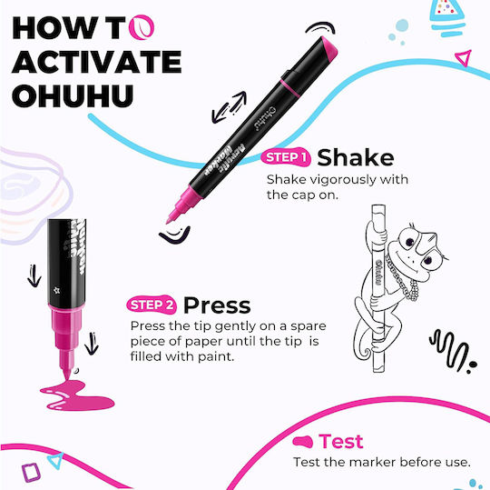 Ohuhu Kakaako Fine & Chisel 30 Metallic Tones Drawing Markers