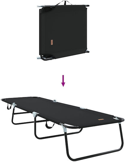 vidaXL Foldable Metallic Beach Sunbed Black 56x189x87cm