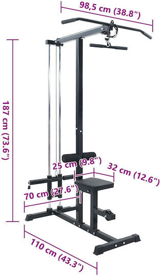 vidaXL Rücken-Seilzug mit Gewichten 80kg