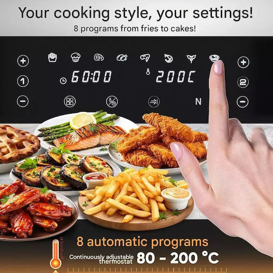 Profi Cook Friteuză cu aer cu Coș Detașabil Dublu 9lt Negru