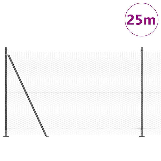 Zaunset 2-teilig Grau Stahl 25 x 1,5 m Langlebig