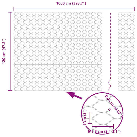 Fence Posts 10 pcs U-channel 120 cm Galvanized Steel Hexagonal Fence 1.2x10 m Galvanized Steel