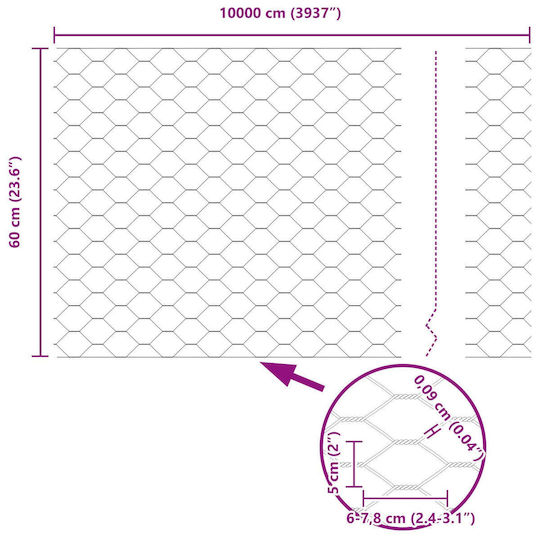 Zaunset 11-tlg. U-Profil Grün 60 cm Stahl Sechseckzaun Grün 0,6x100 m Stahl