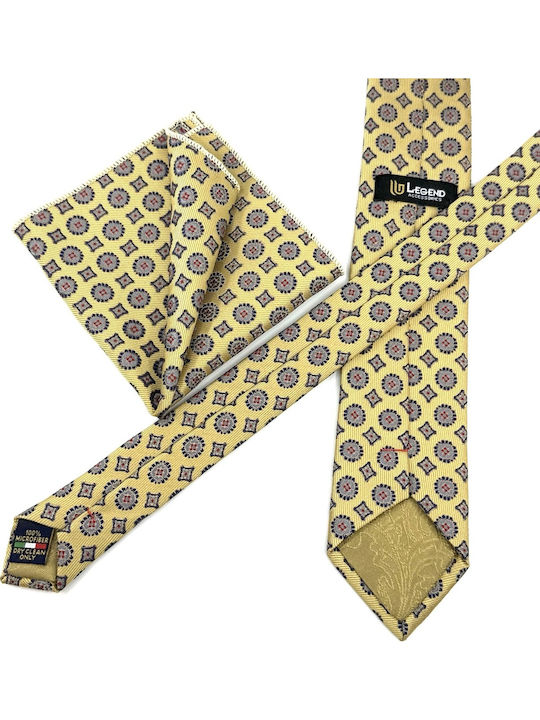 Legend Accessories Men's Tie Set Printed in Yellow Color