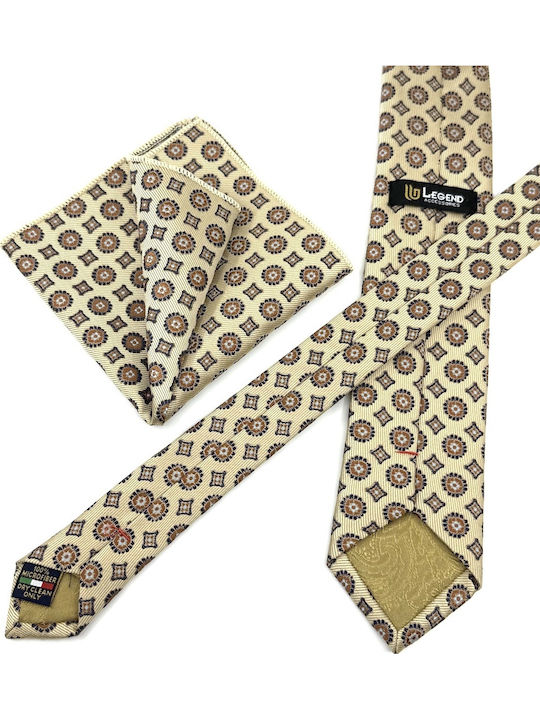 Legend Accessories Set de Cravată pentru Bărbați Tipărit în Culorea Bej