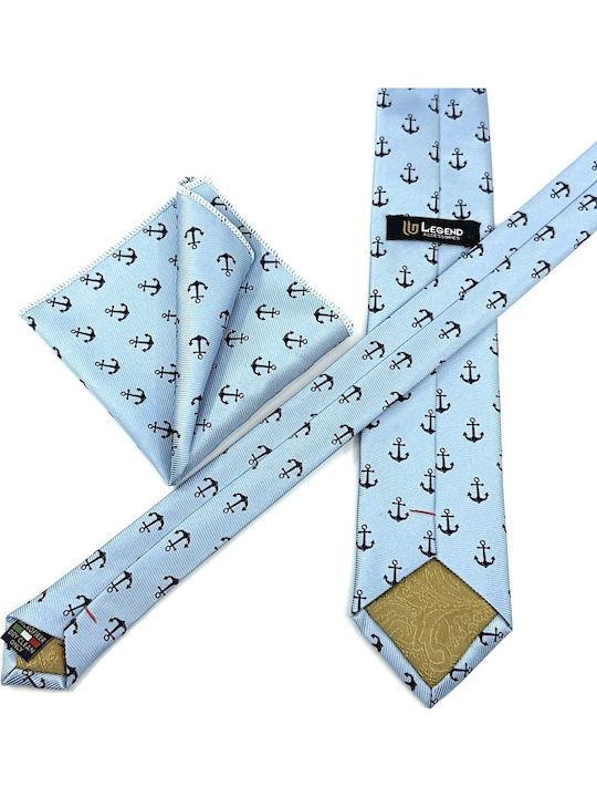 Legend Accessories Σετ Ανδρικής Γραβάτας με Σχέδια σε Γαλάζιο Χρώμα