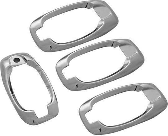 S-dizayn Car Door Frame Decoration Frame for Peugeot Bipper Door Handles Chrome Metallic 4pcs in Silver Color