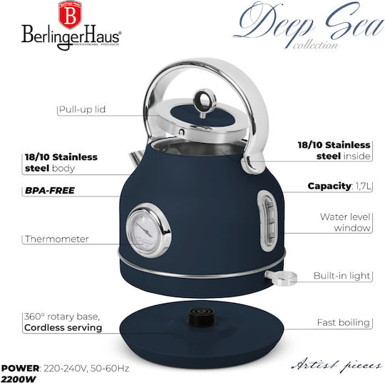 Berlinger Haus Βραστήρας 1.7lt 2200W Μαύρος