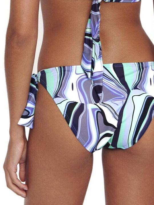 African Queen Bikini Slip Cu Dantelă Albastru