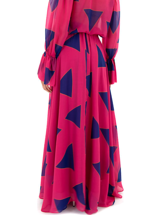 C. Manolo Hochtailliert Maxi Rock Blue-fuchsia C. Manolo Hochtailliert Maxi Rock Blue-fuchsia