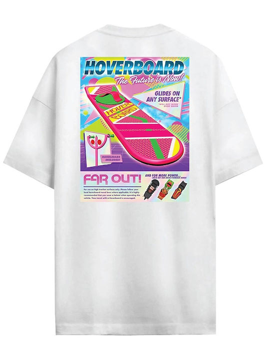 Cotton Division Oversize T-shirt White Back To Future Hoverboard Far Out Mbfto002