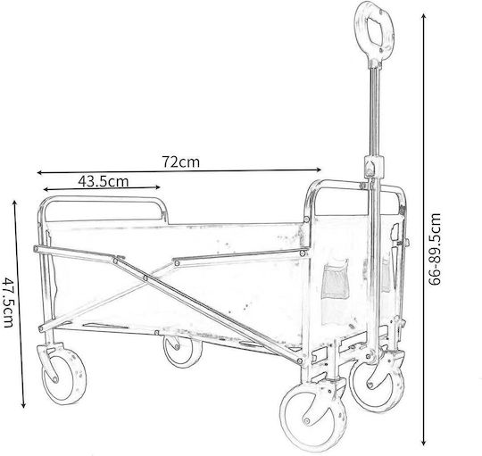 Klappbarer Strandtouristenwagen 72x44x50cm Griff