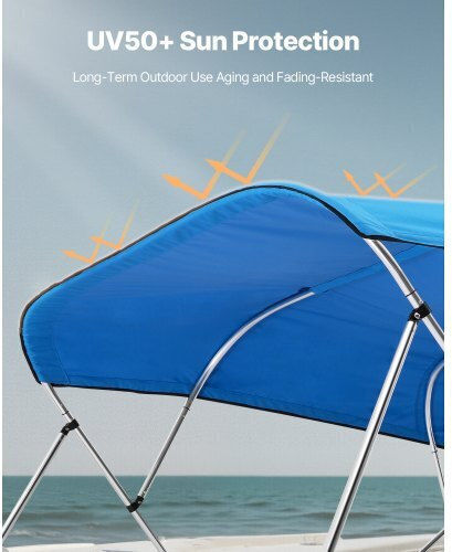 Vevor 4 Bow Boat Bimini Tops 96"lx 91"-96" W Bimini Top Replacement Pacific Blue