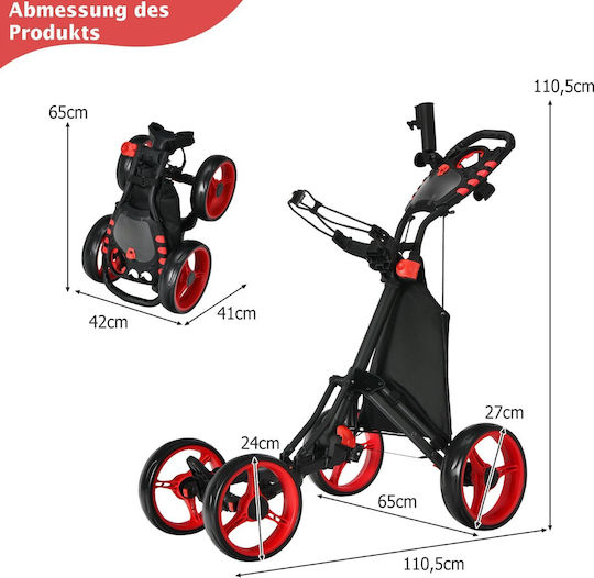 Costway Foldable Aluminum Golf Cart Adjustable Handle Storage Space Sp37604re