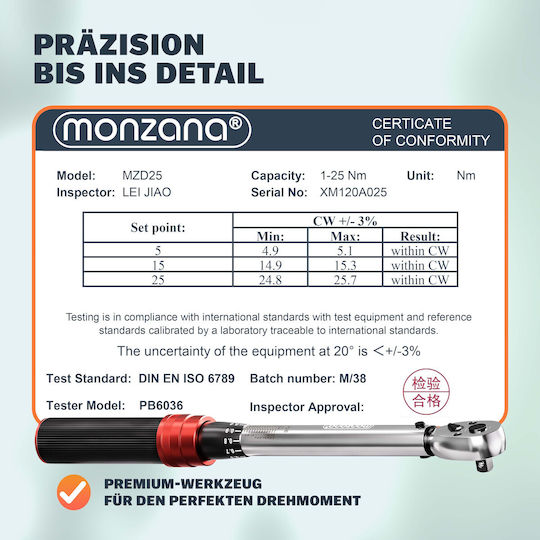 Set de scule cu cuplu Monzana, 18 piese, pentru biciclete și motociclete 109715