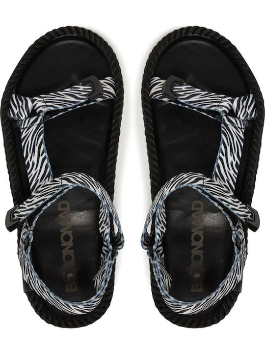 Δερμάτινα Γυναικεία Ανατομικά Σανδάλια Flatforms Μαύρα