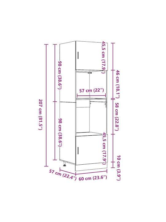 Кухненска Колона Black Oak 60x60x207бр