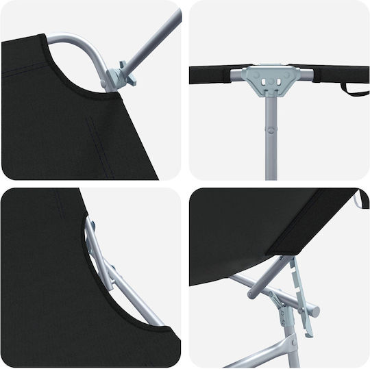 Folding Sunbeds 2 Pieces Black Canopy 600d Oxford Fabric