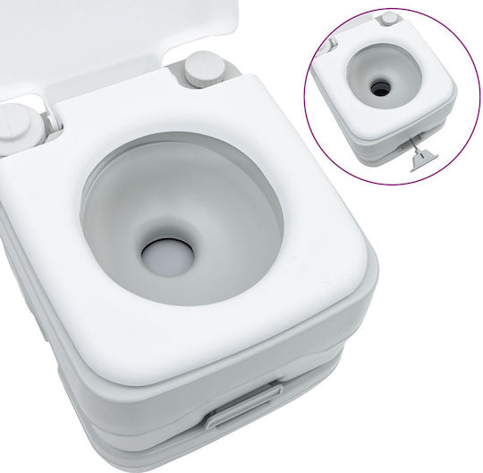 Portable Toilet Grey & White Plastic 10 L