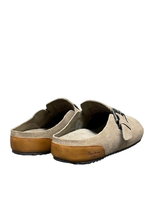 Lederne Winter Damen Hausschuhe Beige