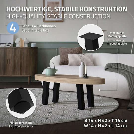 ML-Design ML-Design Metallic Furniture Foot Suitable for Table / Coffee Table 8x8x42cm Black