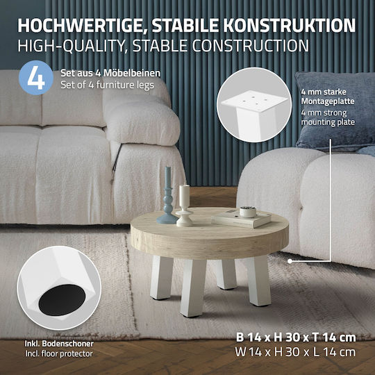 ML-Design ML-Design Metallic Furniture Leg Suitable for Table / Coffee Table 8x8x30cm White