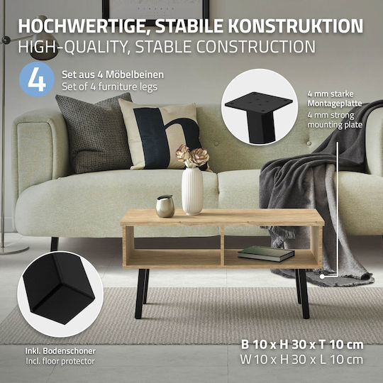 ML-Design ML-Design Metal Furniture Leg Suitable for Table / Coffee Table 4x4x30cm Black