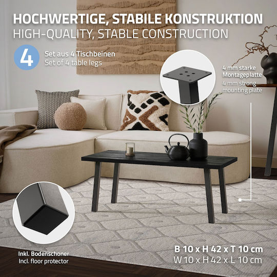 ML-Design Metallic Furniture Leg Suitable for Table / Coffee Table 4x4cm Gray
