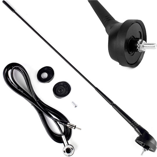 AMiO Car Antenna Roof Threaded 40cm with 5mm diameter with Cable 2.3m in Black Color