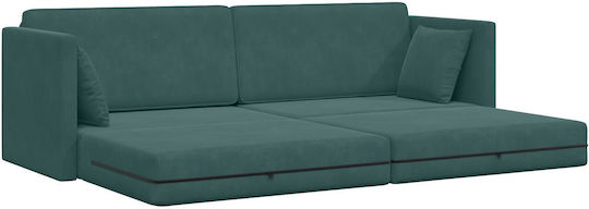 Three-Seater Couch Bed Velvet Dark Green 213x144x60 cm 4106728