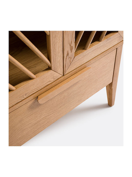 Floor-standing Living Room Display Cabinet made of Wood with Glass Solid Pine Wood Solid Pine Wood 80x38x160cm